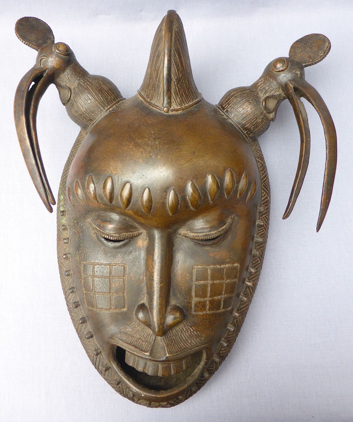 Bronze Baoule Ceremonial Portrait Mask Early 20th Century photo furniture