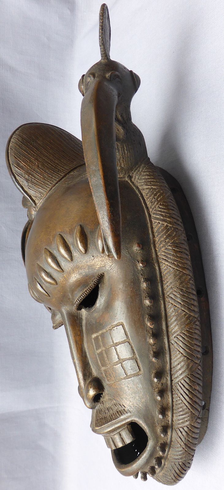 Bronze Baoule Ceremonial Portrait Mask Early 20th Century photo for sale