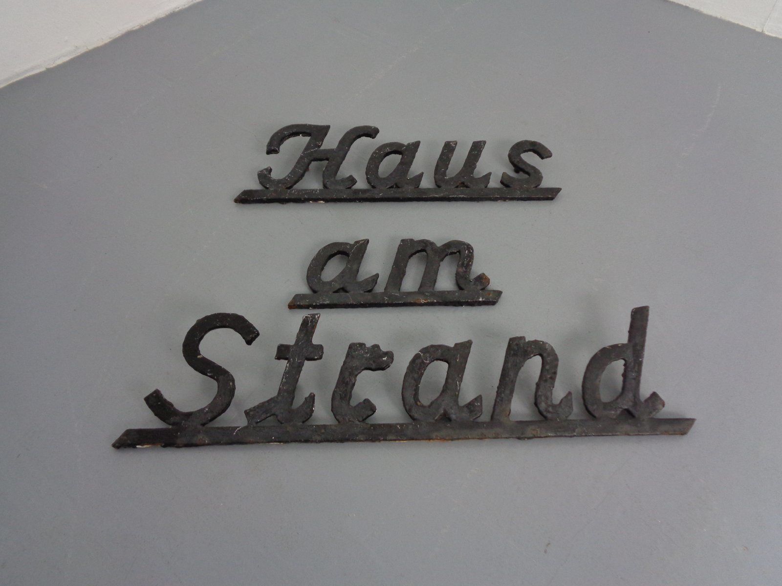 Cast Iron House Am Beach Lettering, Germany, 1960s, Set Of 3