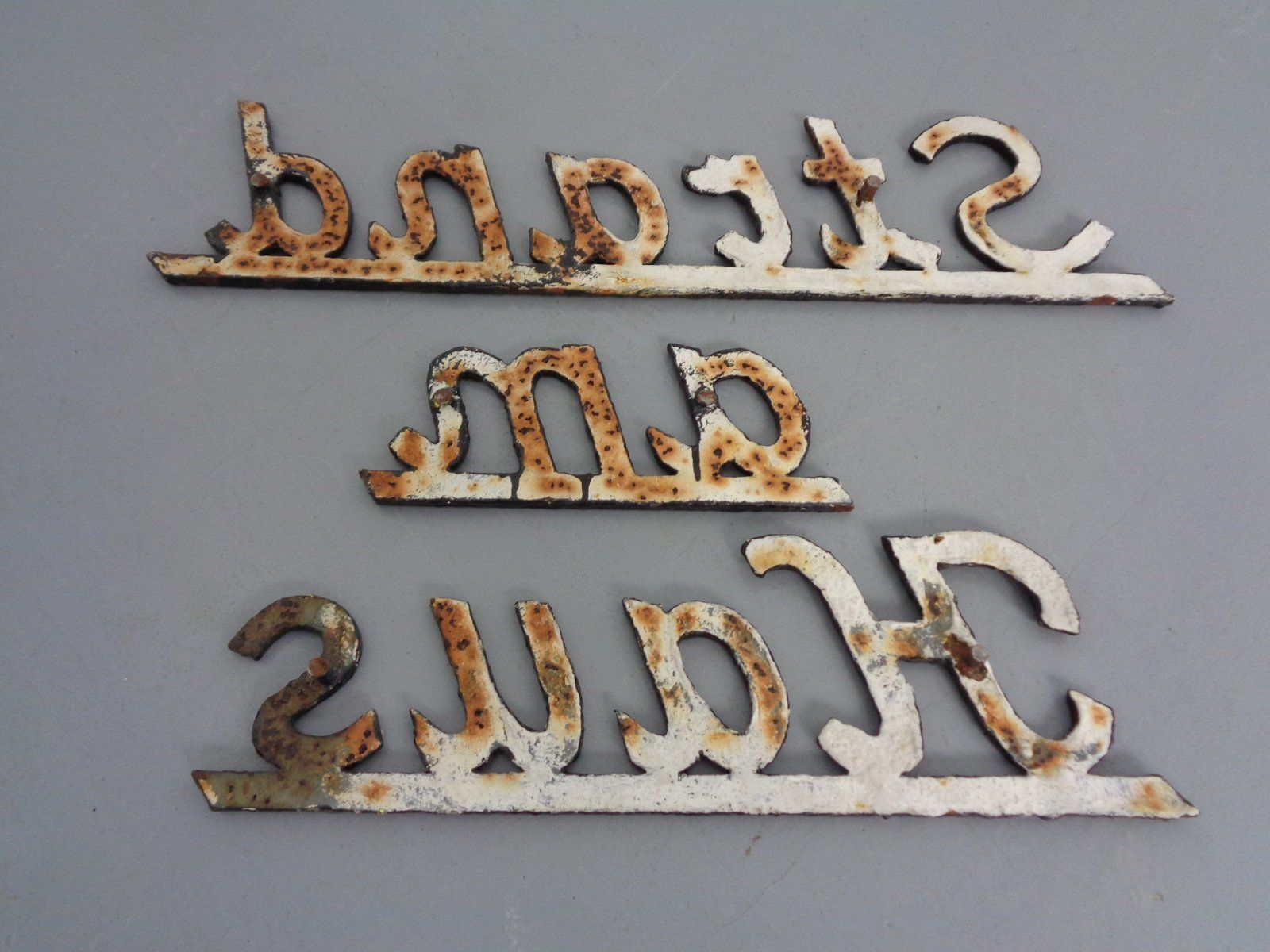photo for sale Cast Iron House Am Beach Lettering, Germany, 1960s, Set Of 3