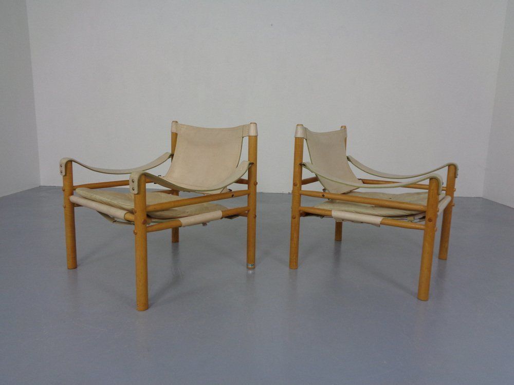 Oak & Leather Sirocco Safari Chairs By Arne Norell, 1960s, Set Of 2 photo for sale