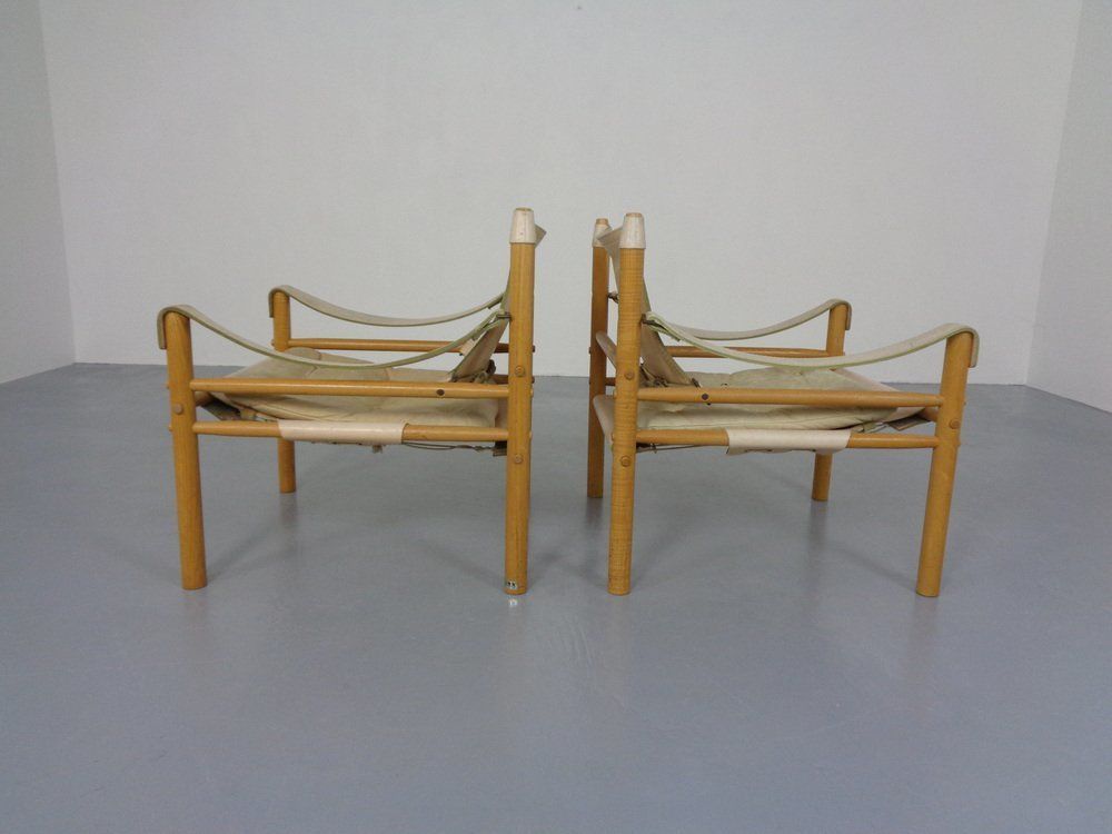 Oak & Leather Sirocco Safari Chairs By Arne Norell, 1960s, Set Of 2 photo buy