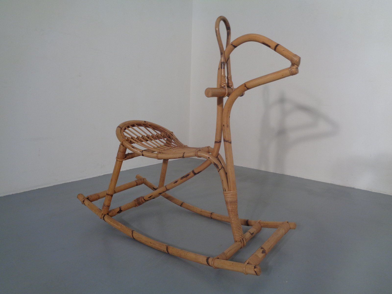 777.0 Large Bamboo Rocking Horse By Dirk Van Sliedregt For Rohé Noordwolde, 1950s photo