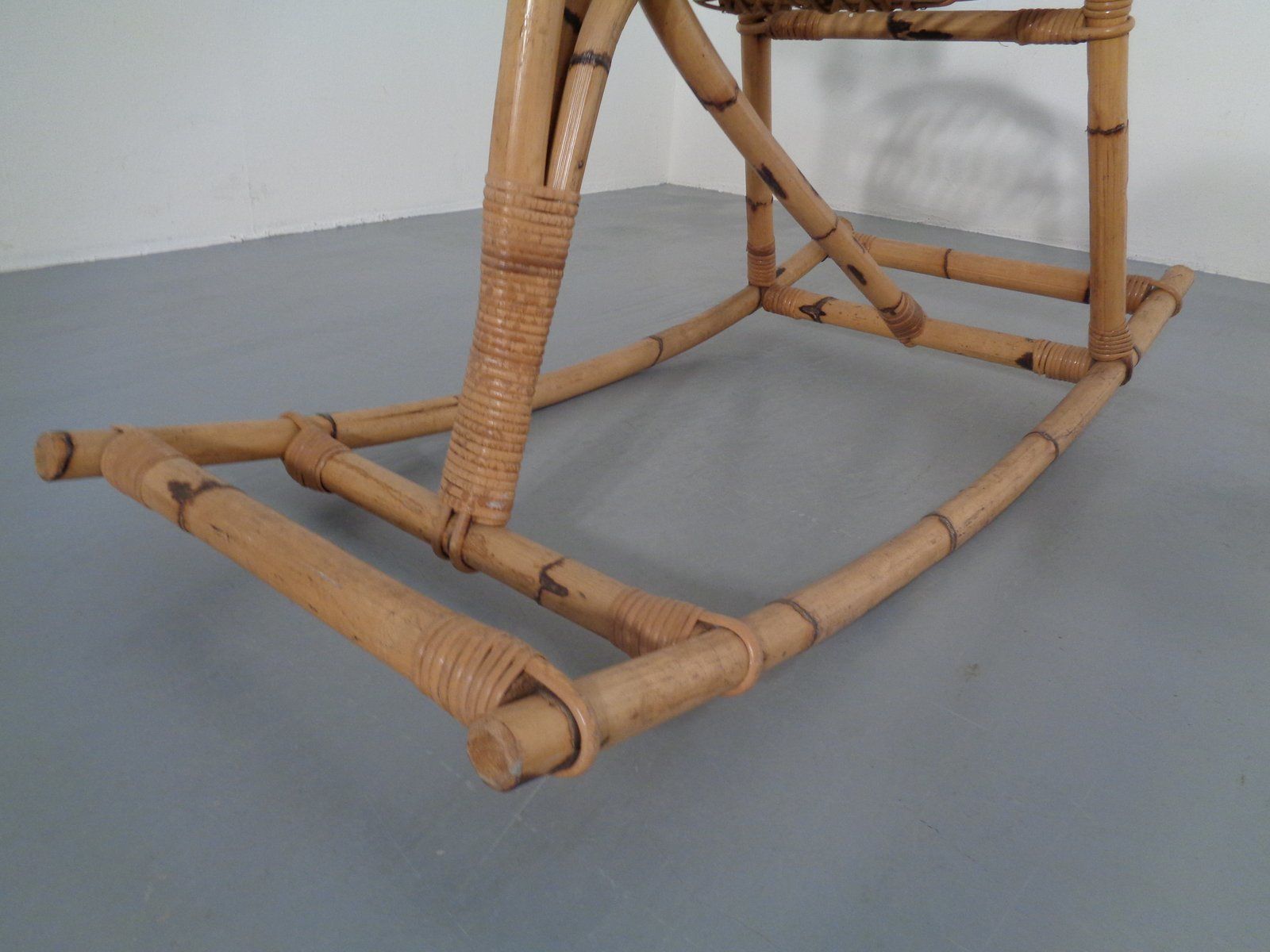 photo vinterior Large Bamboo Rocking Horse By Dirk Van Sliedregt For Rohé Noordwolde, 1950s