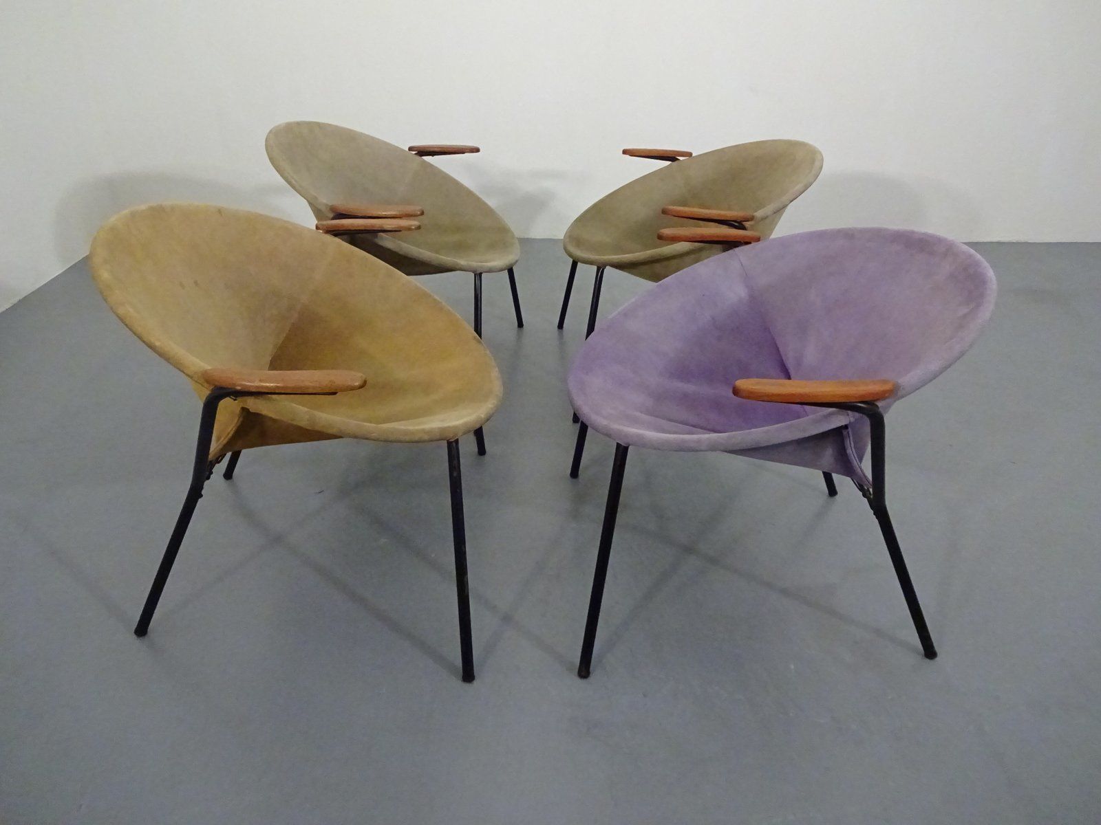 photo furniture Danish Sueded Balloon Chairs By Hans Olsen For Lea Furniture, 1950s, Set Of 4