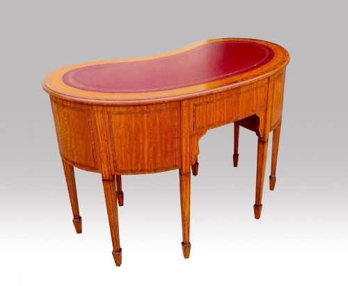 photo furniture Antique Inlaid Satinwood And Kingwood Kidney Shape Desk
