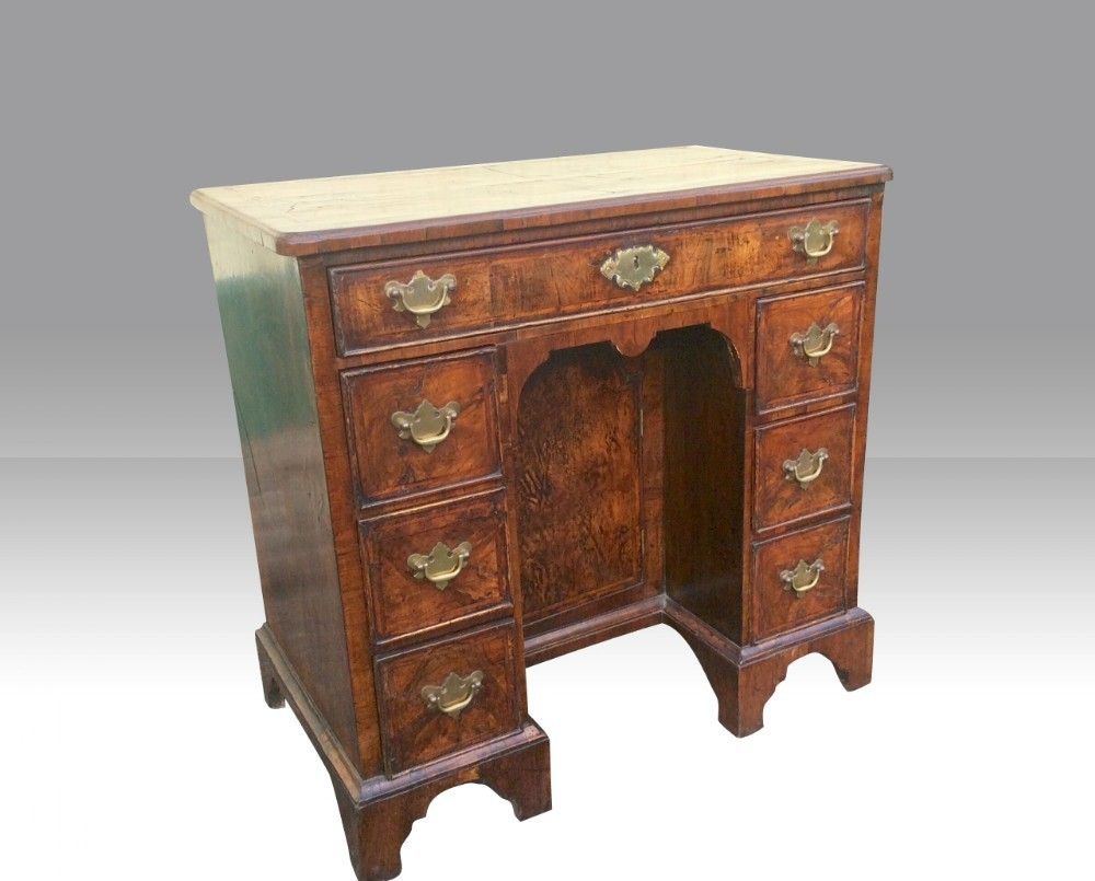 Georgian Walnut Antique Kneehole Desk Of Small Proportions. photo Furniture