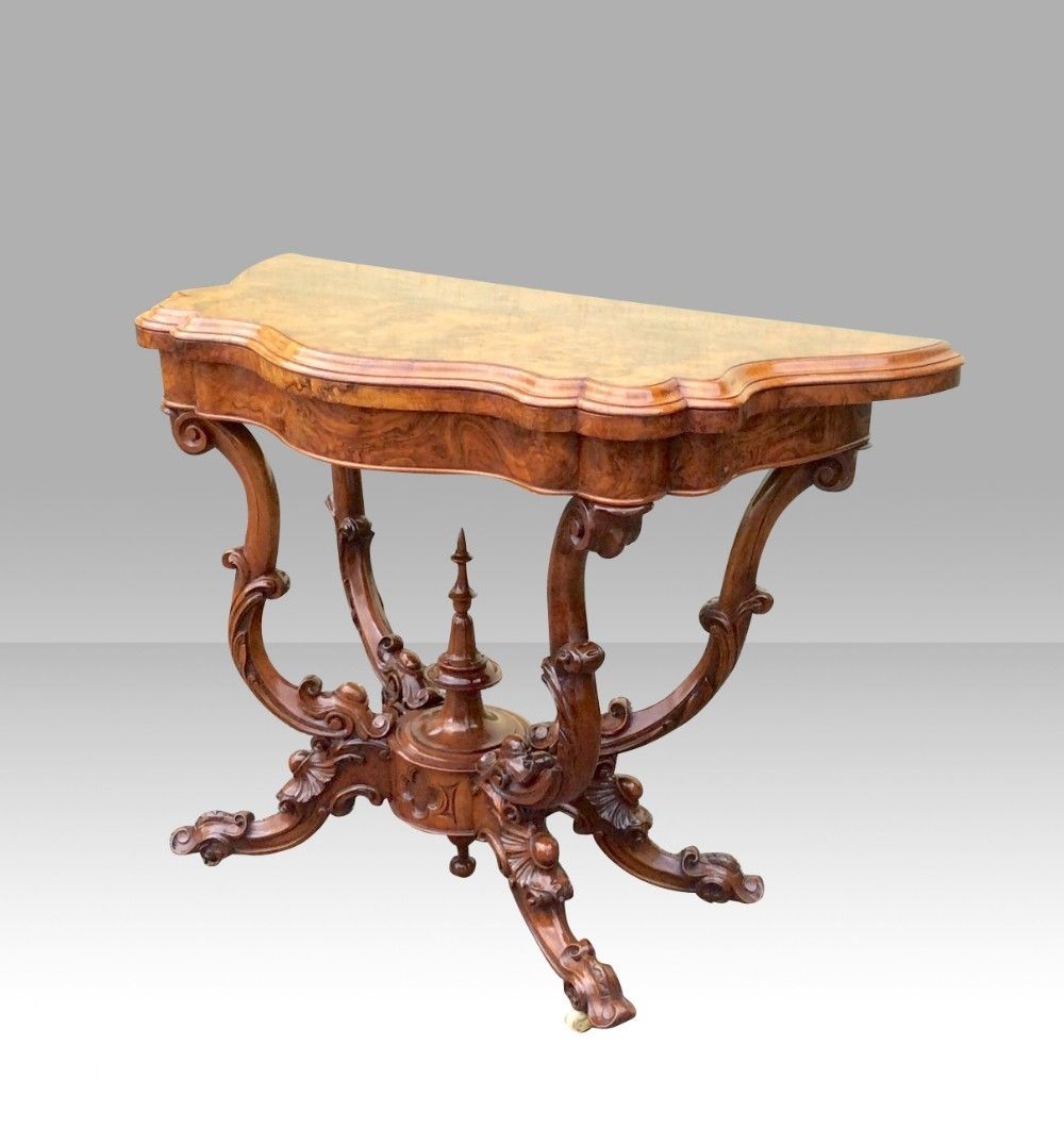 Antique Burr Walnut Serpentine Shaped Antique Games Card Table photo for sale