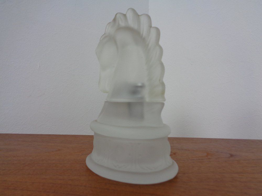 French Horse Lighter & Ashtray In Frosted Crystal Glass, 1960s, Set Of 3 photo vintage