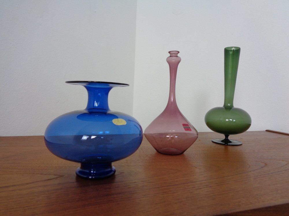 Blown Vases By Thuringian Glaskunst Lauscha, 1960, Set Of 3 photo Home Decor