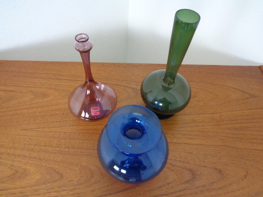 Blown Vases By Thuringian Glaskunst Lauscha, 1960, Set Of 3 photo vinterior