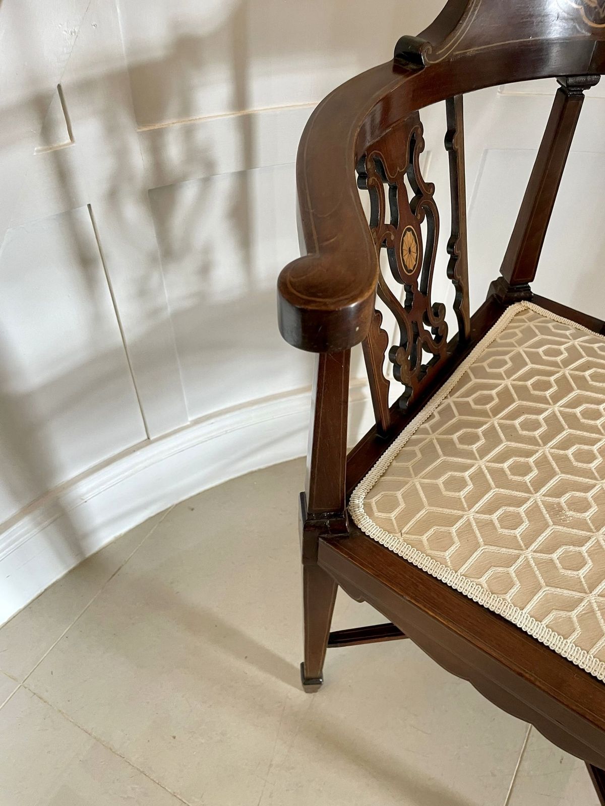 Quality Antique Mahogany Inlaid Corner Chair photo buy