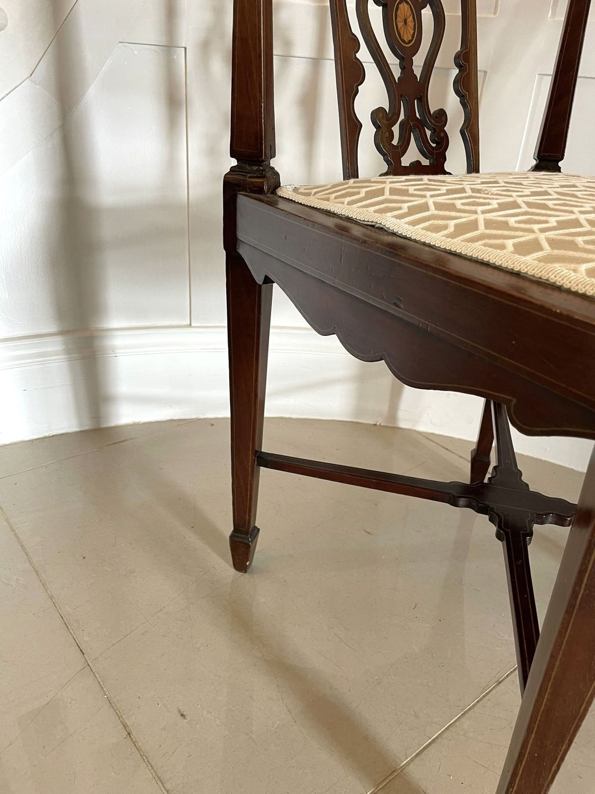 Furniture Quality Antique Mahogany Inlaid Corner Chair photo