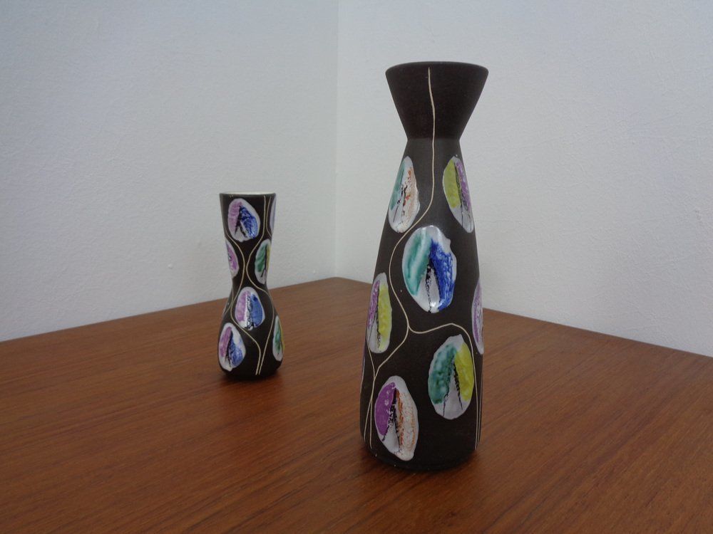 Ceramic Kongo Vases By Bodo Mans For Bay Keramik, 1960s, Set Of 2