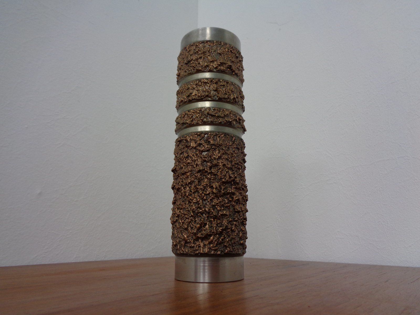 Brutalist German Vase In Copper And Stainless Steel 1960s photo furniture