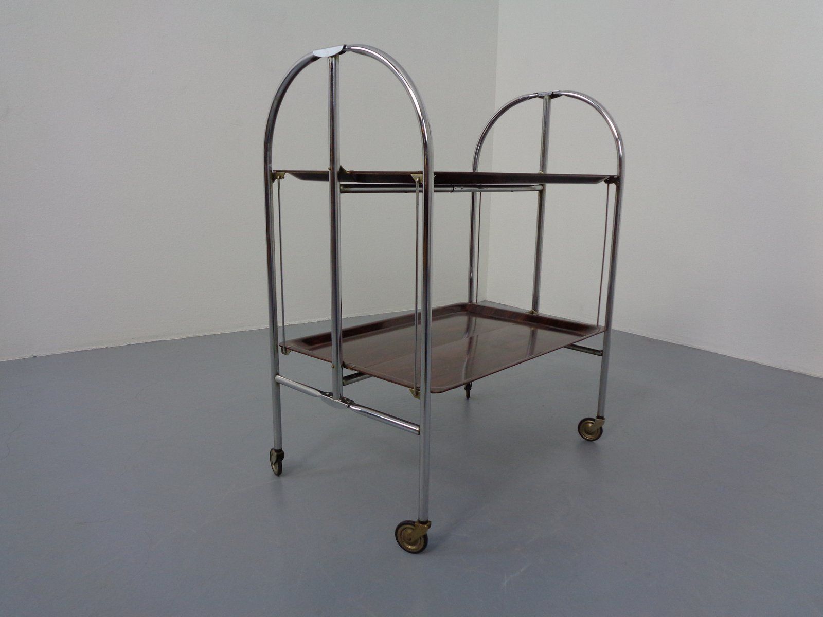 Vintage Optic Rosewood Pressalit Tea Cart 1970s photo Furniture