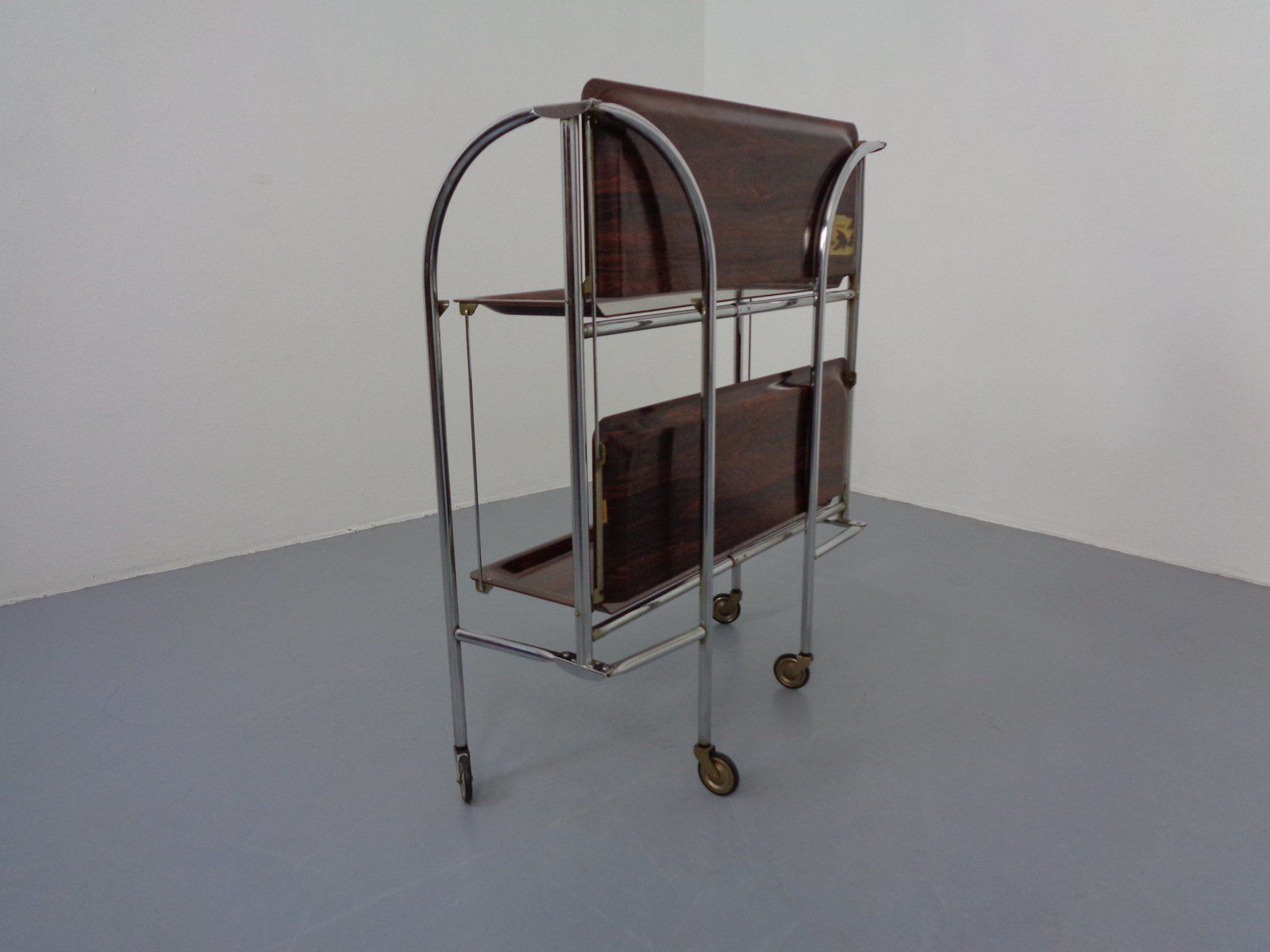 Furniture Vintage Optic Rosewood Pressalit Tea Cart 1970s photo