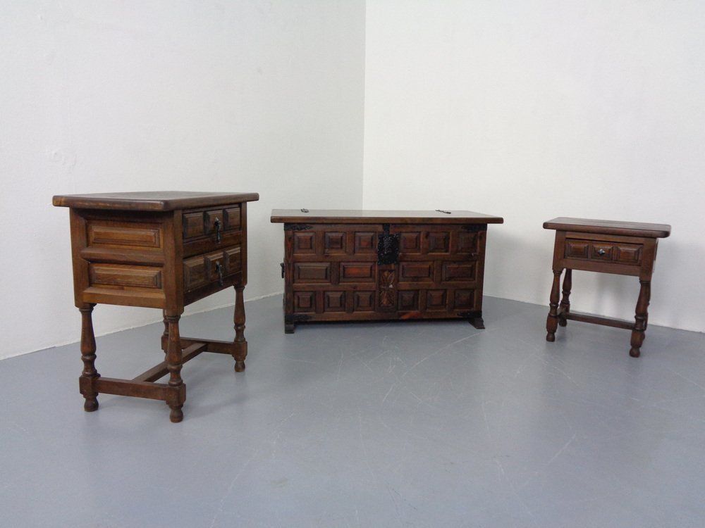 Spanish Chest & 2 Chests Of Drawers, 1960s, Set Of 3