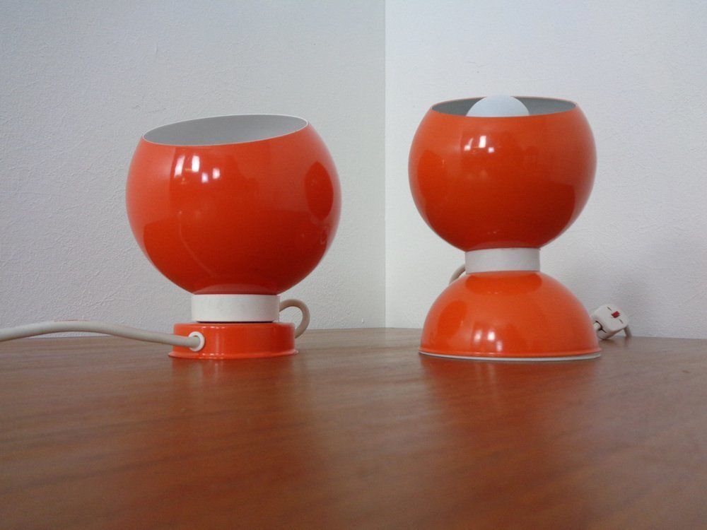 Italian Space Age Metal Internal Magnet Table Lamps By Reggiani, 1960s, Set Of 2 photo 438.0