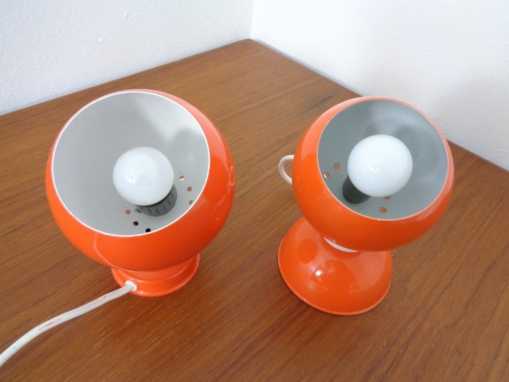 photo for sale Italian Space Age Metal Internal Magnet Table Lamps By Reggiani, 1960s, Set Of 2