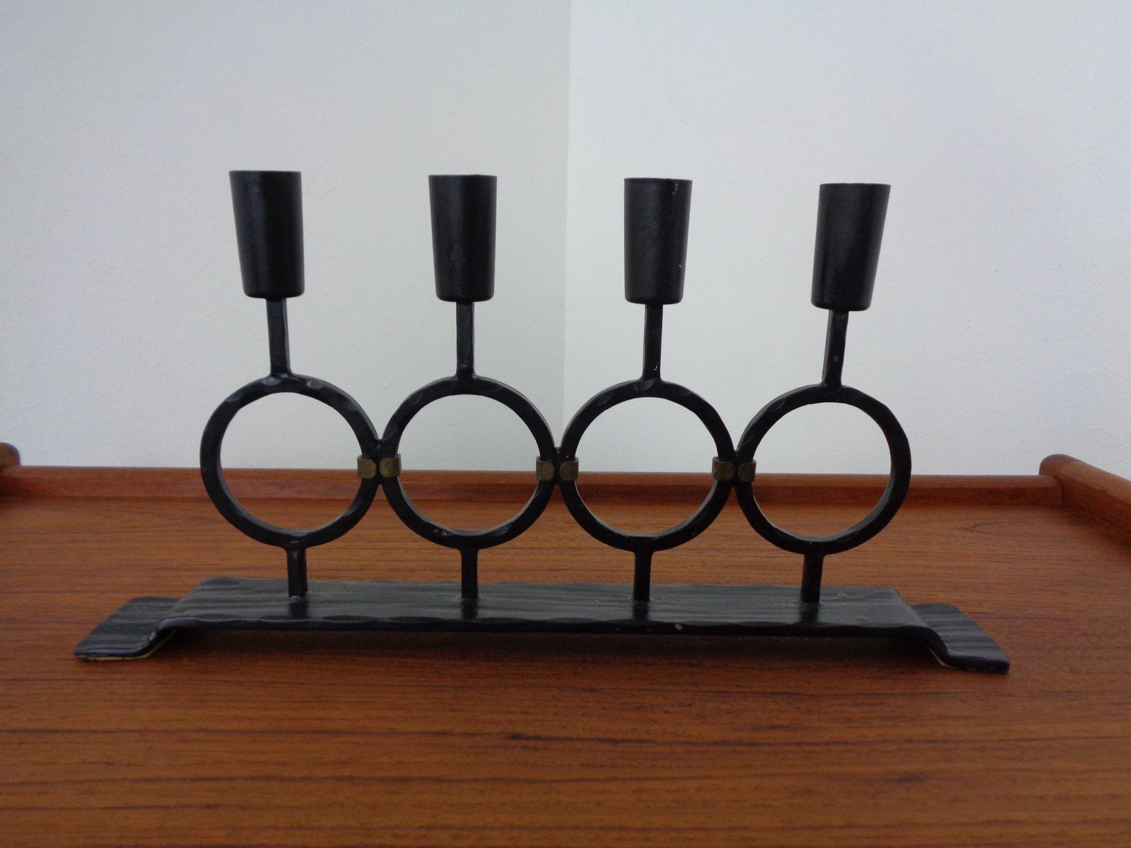 Brutalist Iron Magazine Rack And Candleholder, 1960s, Set Of 2 photo buy