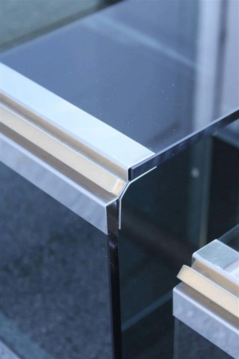 Stackable Tables Stildomus 1970s Italian Glass Steel And Brass Argent Gold Rega photo 1934.0
