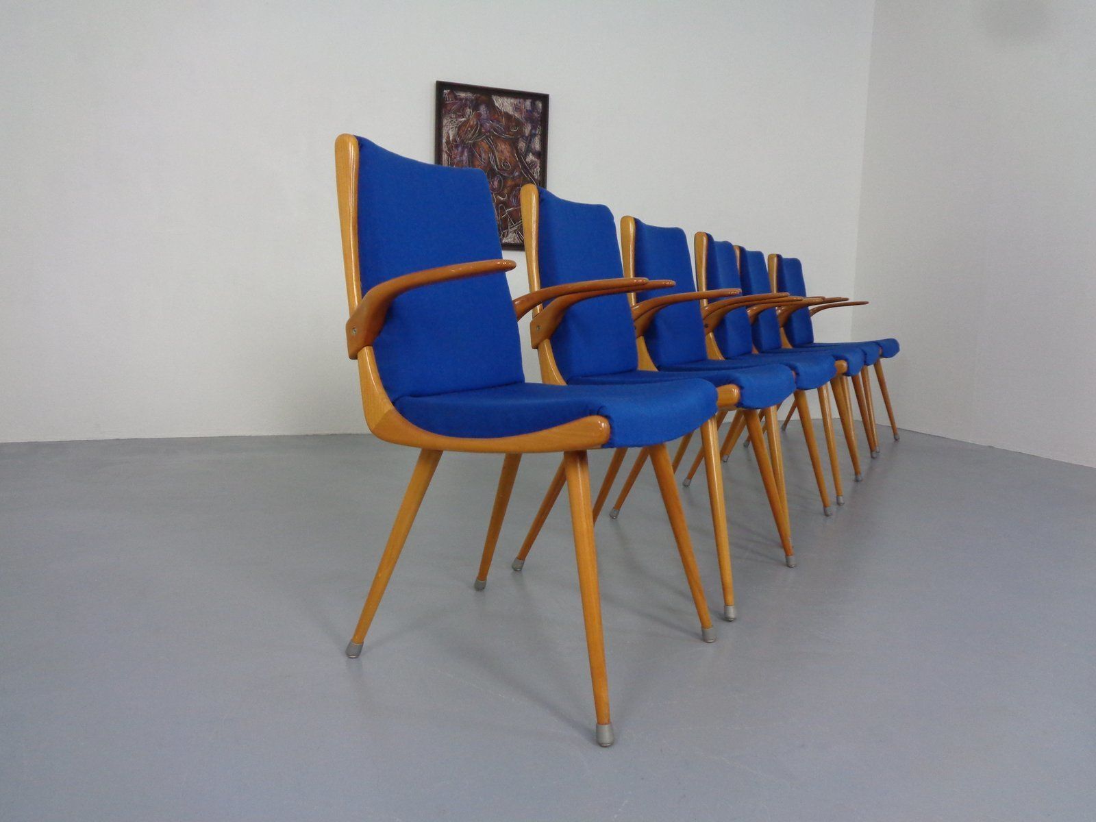 Mid Century German Boomerang Armchairs In Cherrywood, Set Of 6 photo furniture