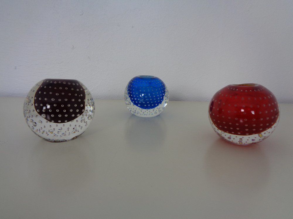 Italian Candleholders In Murano Glass, 1950s, Set Of 3 photo furniture