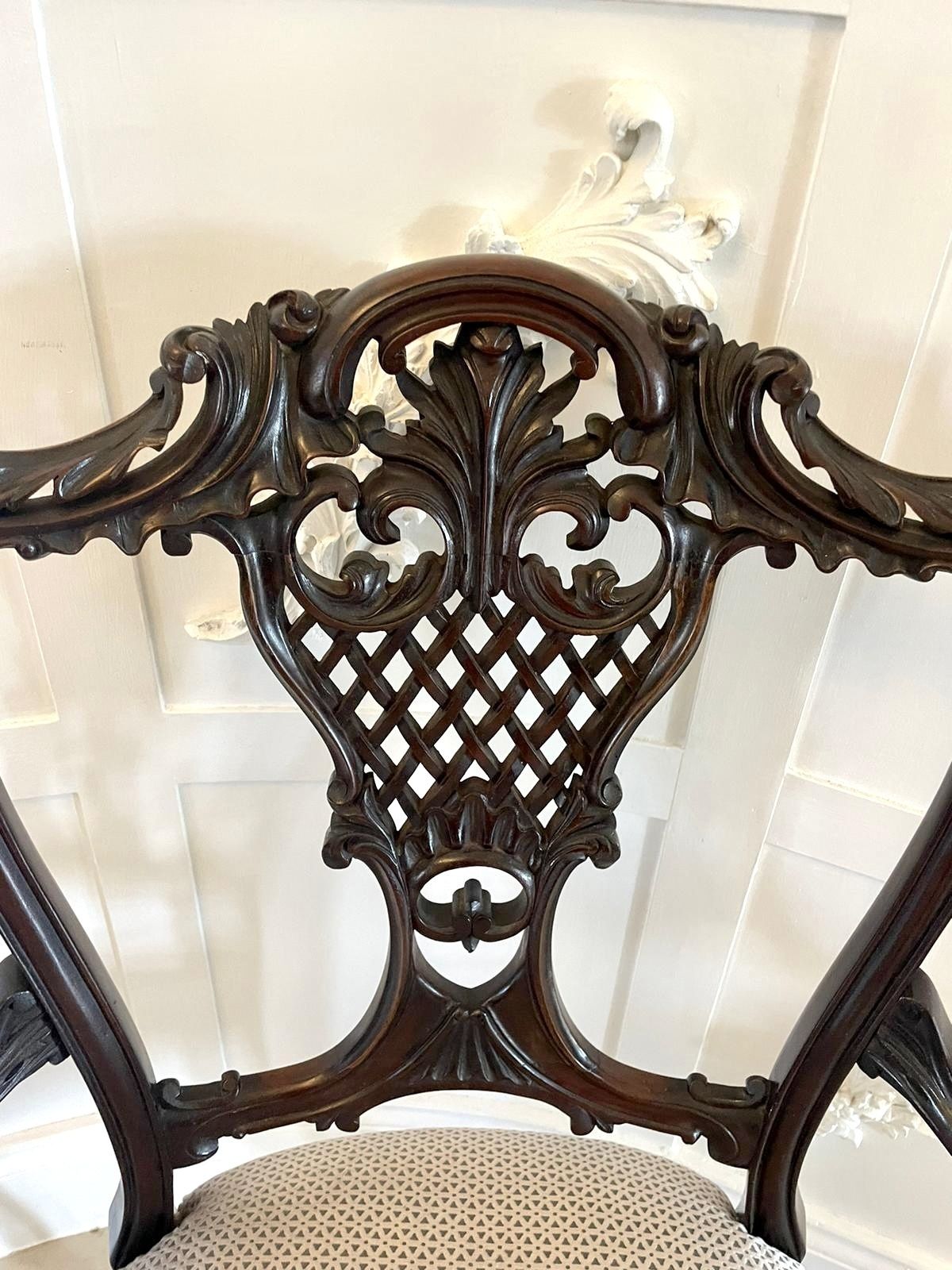 Fine Quality Antique Mahogany Carved Desk Chair photo Furniture