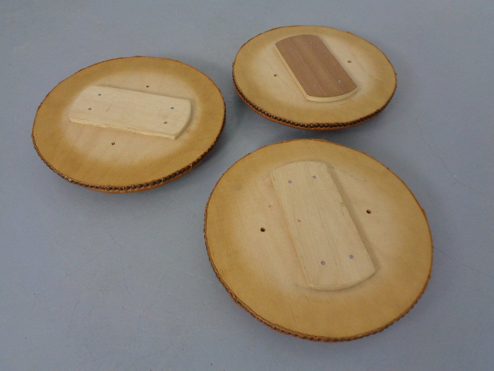 1095.0 Mid Century Teak & Copper Barstools, 1960s, Set Of 3 photo