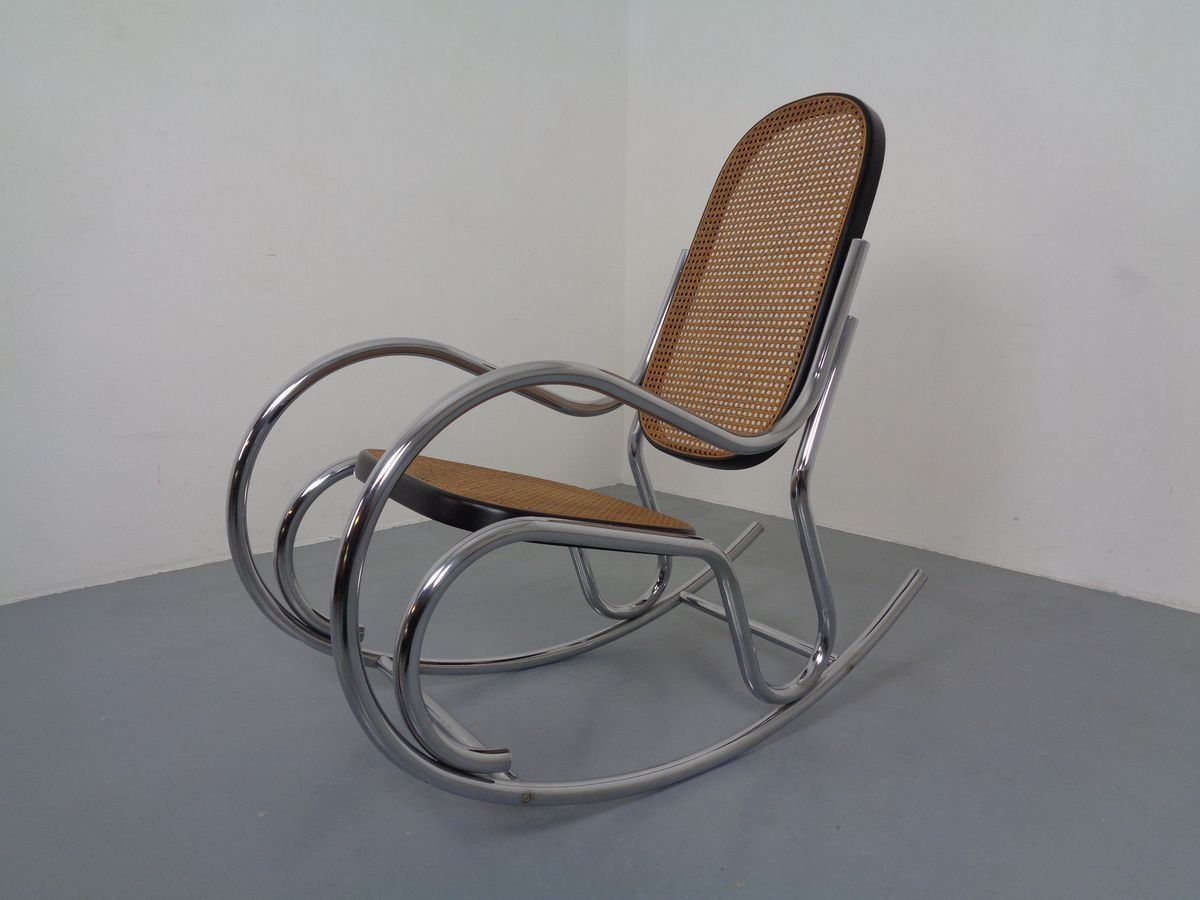 Mid Century Tubular Steel & Mesh Rocking Chair, 1960s photo for sale