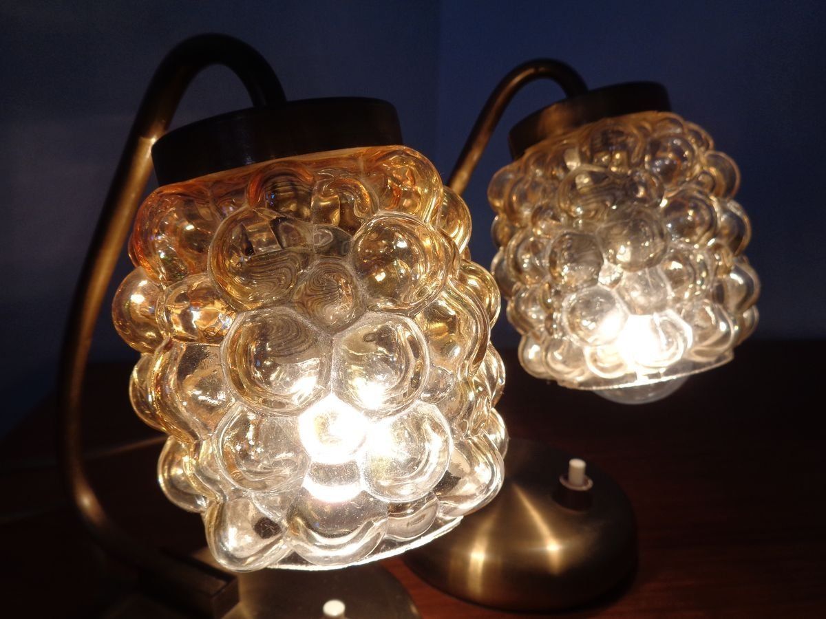 Amber Bubble Table Lamps By Richard Essig For Saku Leuchten, 1960s, Set Of 2 photo vinterior