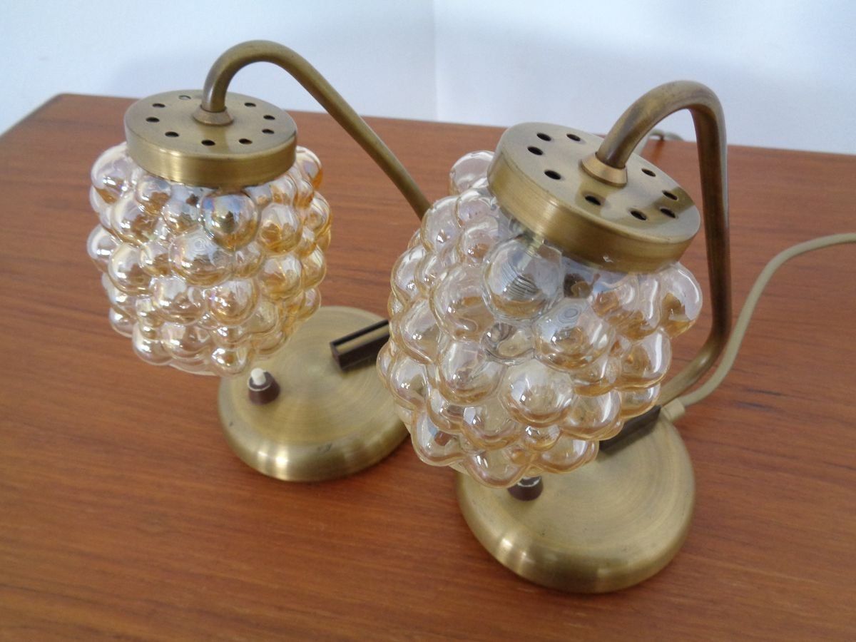 Amber Bubble Table Lamps By Richard Essig For Saku Leuchten, 1960s, Set Of 2 photo vintage
