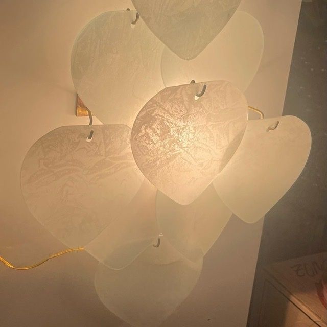 Heart Shaped Glass Sconces Set Of 2 1980’s photo for sale