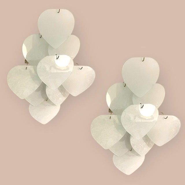 Heart Shaped Glass Sconces Set Of 2 1980’s