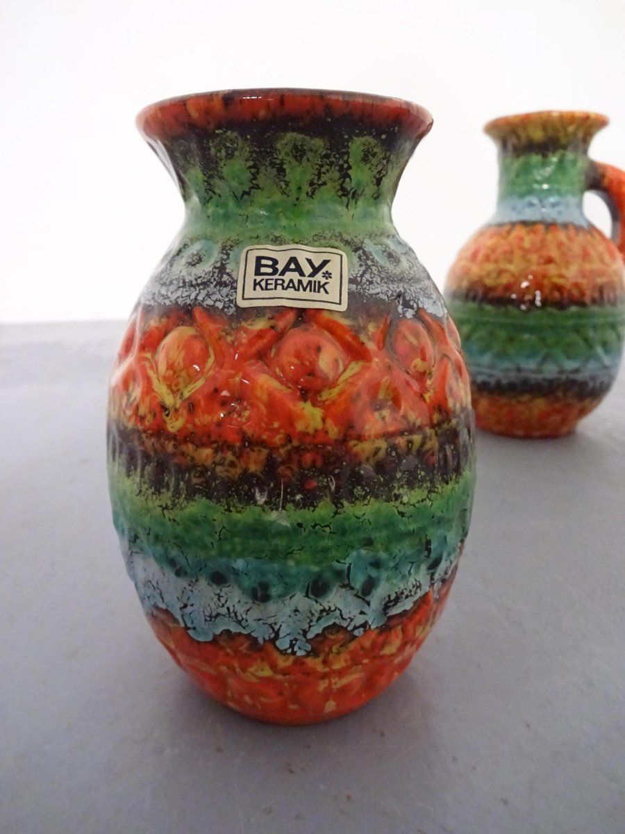 Home Decor Ceramic Vases By Bodo Mans For Bay Keramik, 1960s, Set Of 3 photo