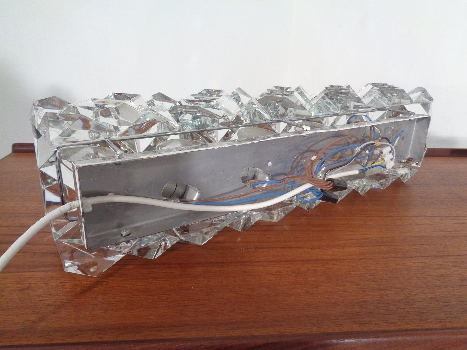 Chrome Plated And Crystal Glass Flush Mount Wall Lights From Kinkeldey 1970s Set Of 2 photo buy