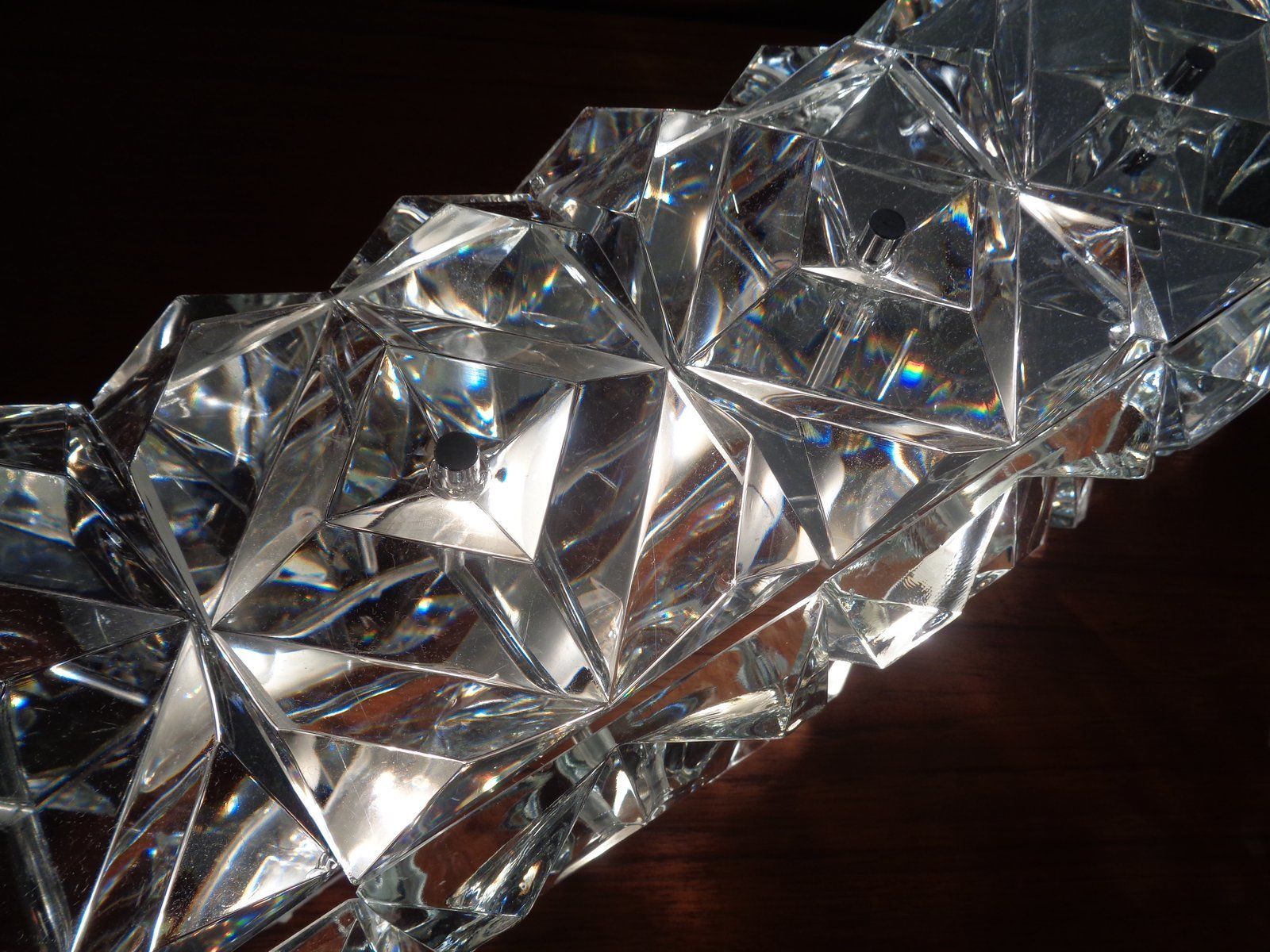 Lighting Chrome Plated And Crystal Glass Flush Mount Wall Lights From Kinkeldey 1970s Set Of 2 photo