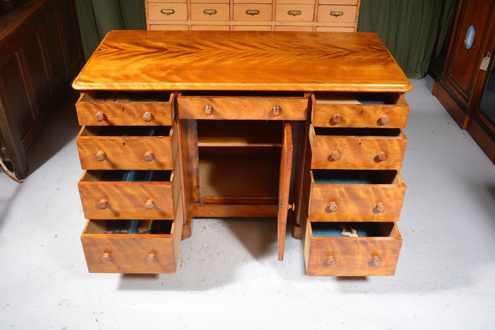 photo furniture A Victorian Satin Birch Kneehole Desk By Constantine & Co, Leeds   C.1850