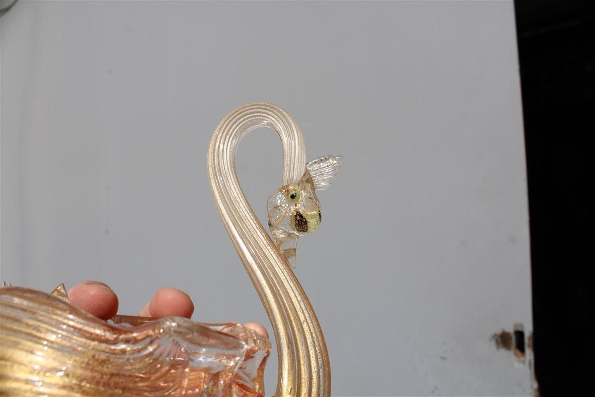 Home Decor Archimede Seguso 1940s Swan Shaped Murano Glass Bowl With Gold Dust Italian photo