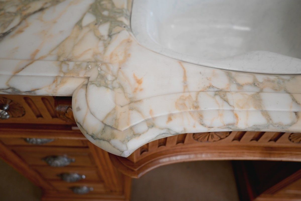 Important Vanity Unit / Washbasin In Cherry, "L'hygiène Moderne Paris"   Early 20th Century photo buy