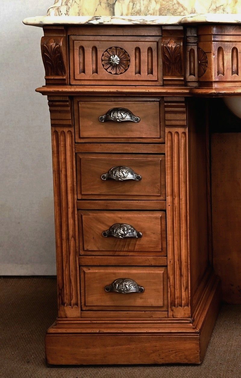 photo vintage Important Vanity Unit / Washbasin In Cherry, "L'hygiène Moderne Paris"   Early 20th Century