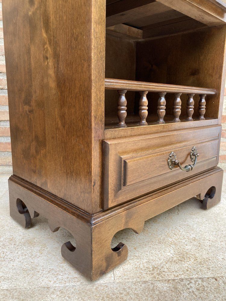 Furniture 20th Spanish Nightstands With Three Drawers  One Shelf And Bronze Hardware 1970s, Set Of 2 photo