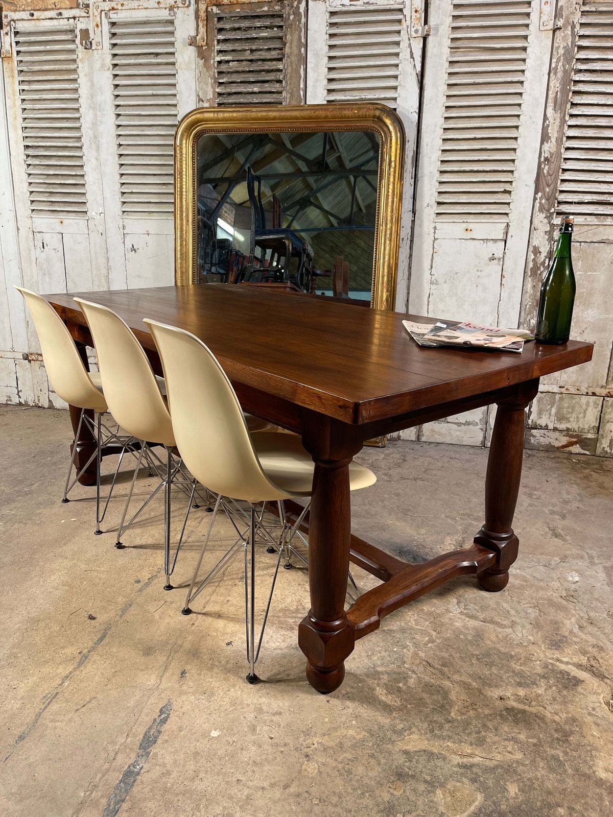 photo for sale Antique French Provincial Farmhouse Oak Extending Refectory Dining Table Circa 1890
