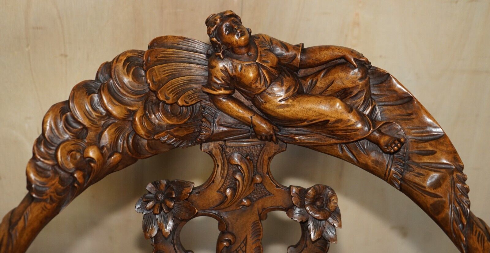 Original 19th Century Andrea Brustolon Style Hand Carved Italian Walnut Armchair photo Furniture