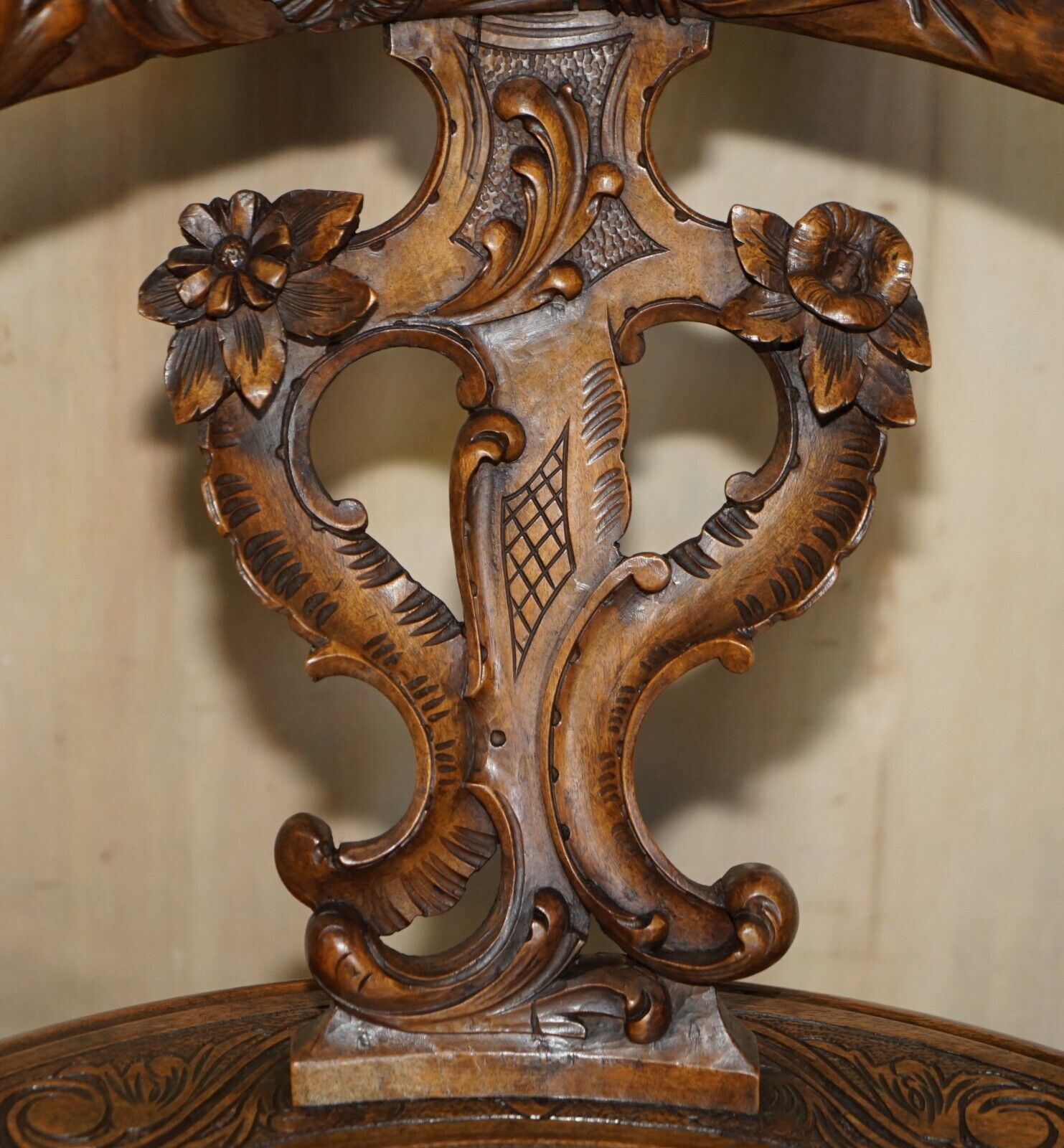 Original 19th Century Andrea Brustolon Style Hand Carved Italian Walnut Armchair photo 4950.0