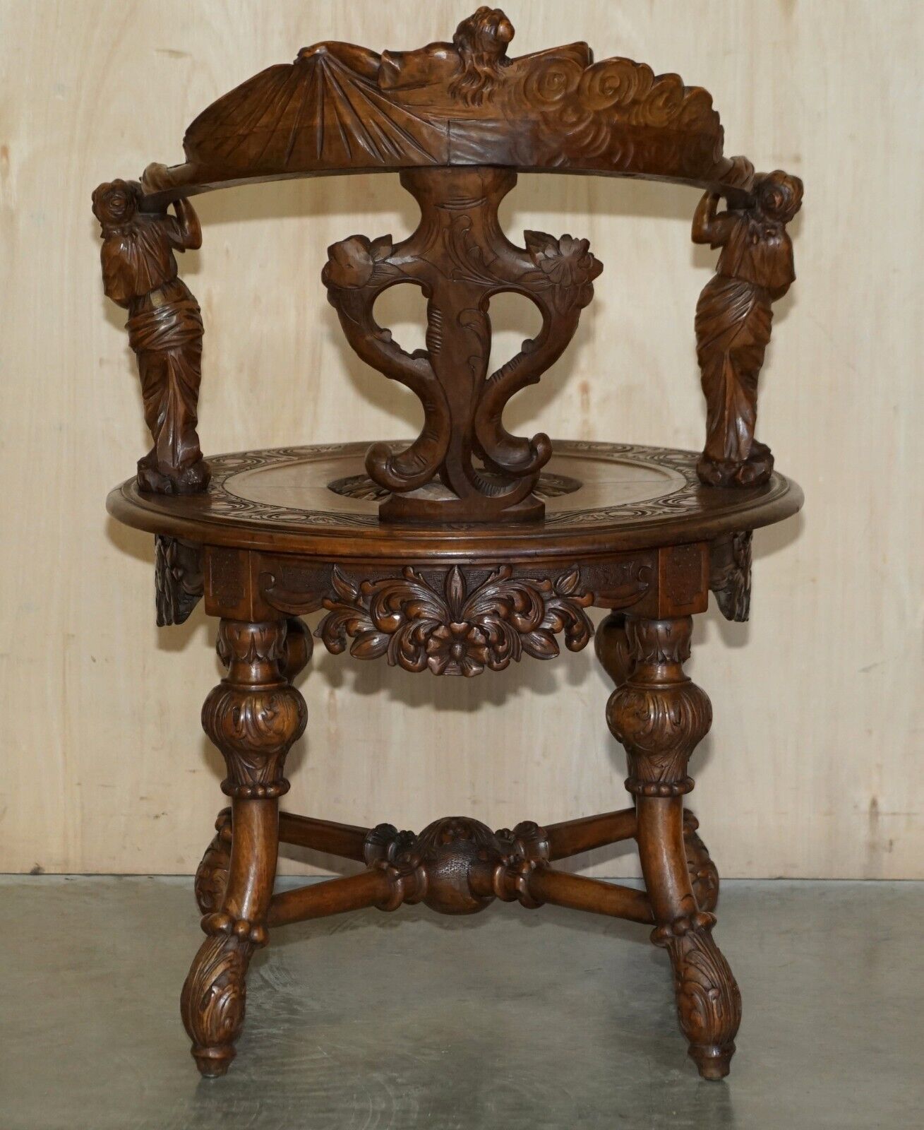 4950.0 Original 19th Century Andrea Brustolon Style Hand Carved Italian Walnut Armchair photo