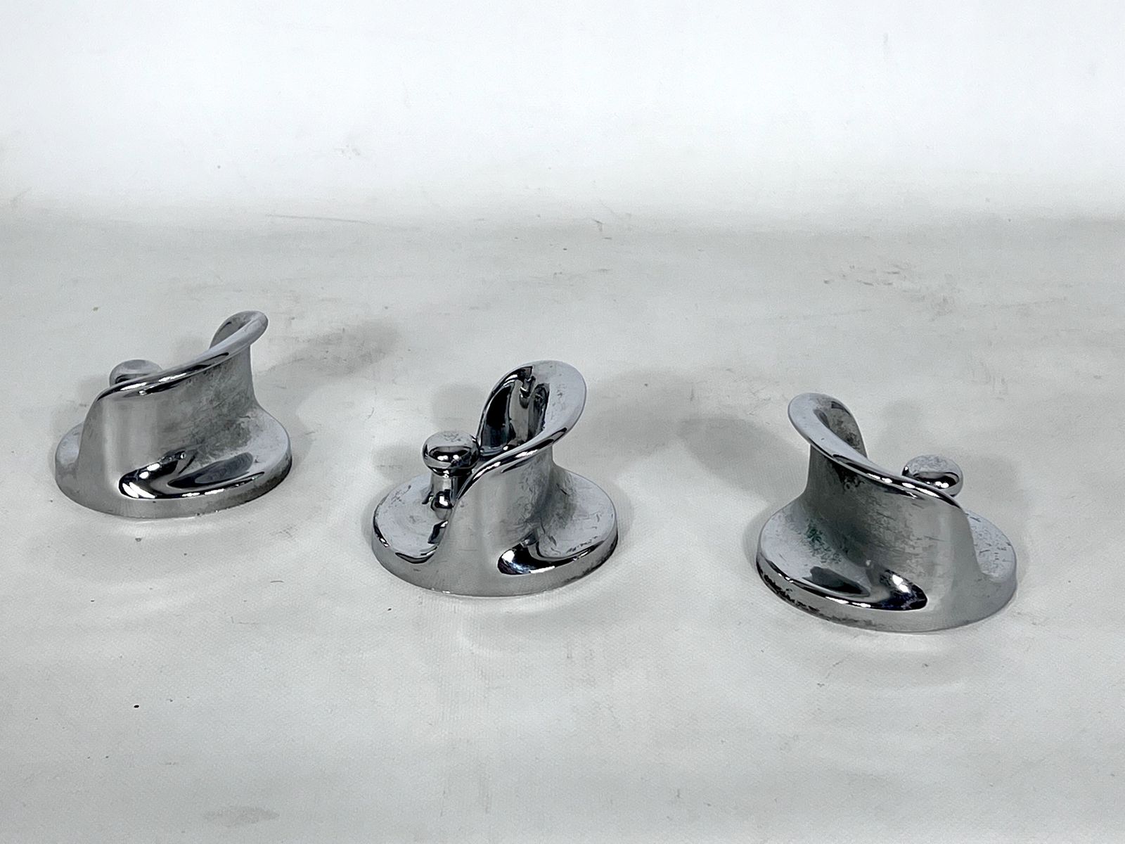 Mid Century Modern Set Of Three Chrome Plastic Coat Hangers Olaf Bohr 1960s photo buy