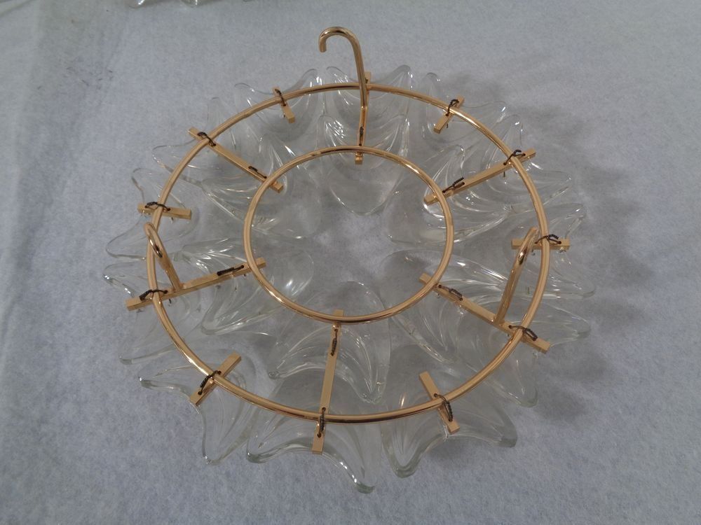 Large Gilded Brass And Crystal Glass Ceiling Lamp By Ernst Palme For Palwa 1960s photo vintage