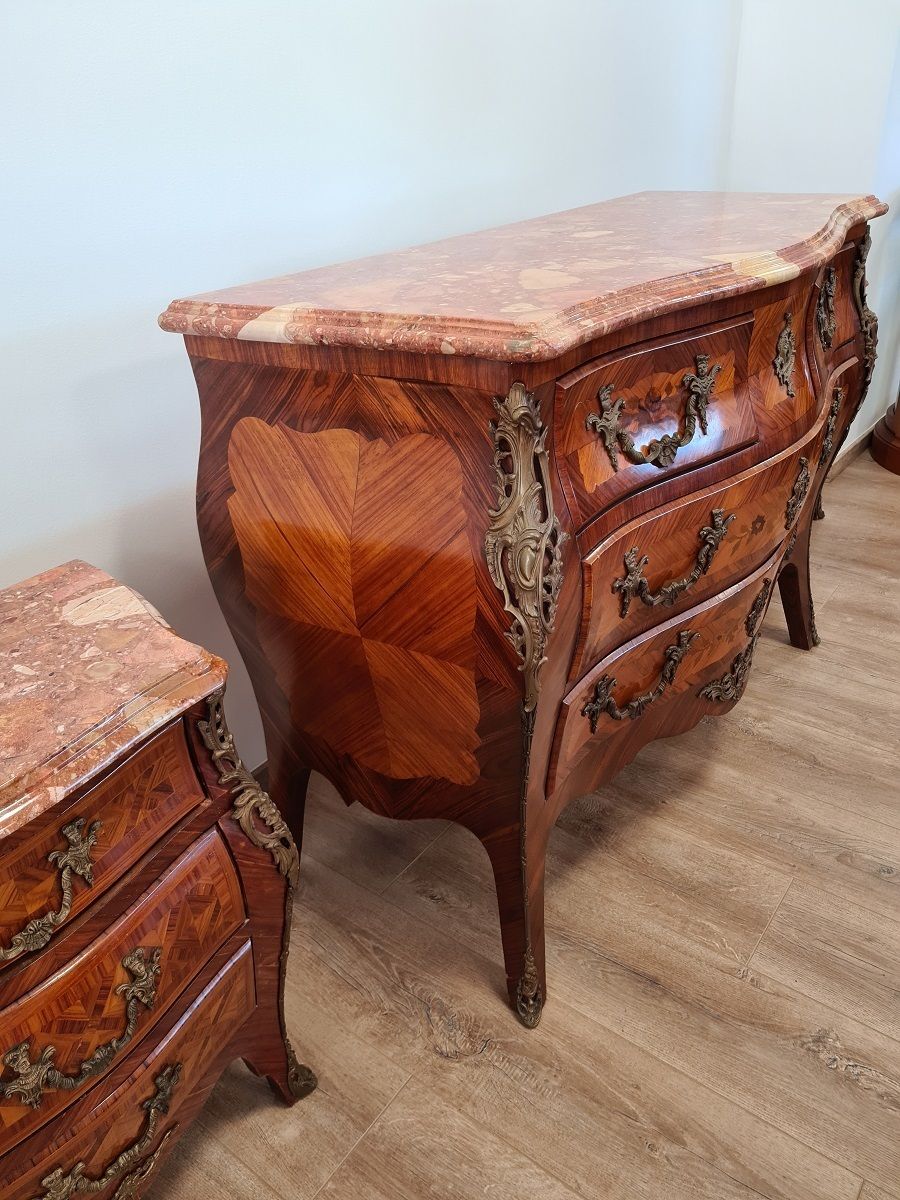 French Chest Of Drawers With Brass Applications And Marble Slab photo 3312.0